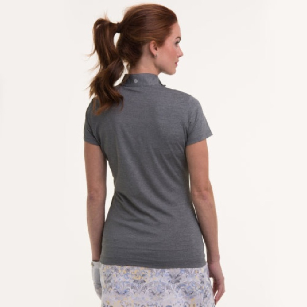 EP NY Golf Womens L Cap Sleeve 1/4 Zip Mock Polo Shirt Grey Contrast Lightweight - Picture 2 of 14